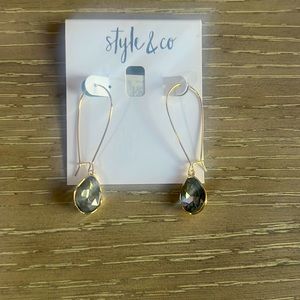 Long wire drop tower earrings - charcoal gray